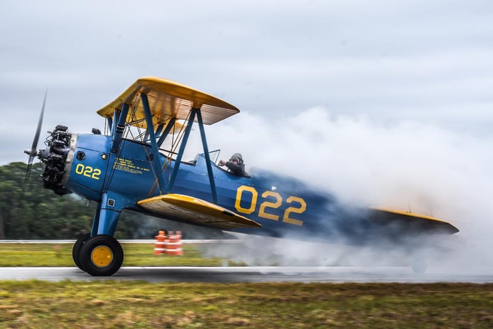 Stearman biplane on the ramp